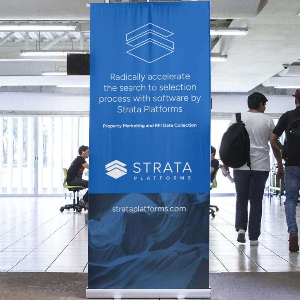 Strata Platforms SaaS Brand Launch Event Design - Retractable Banner Design