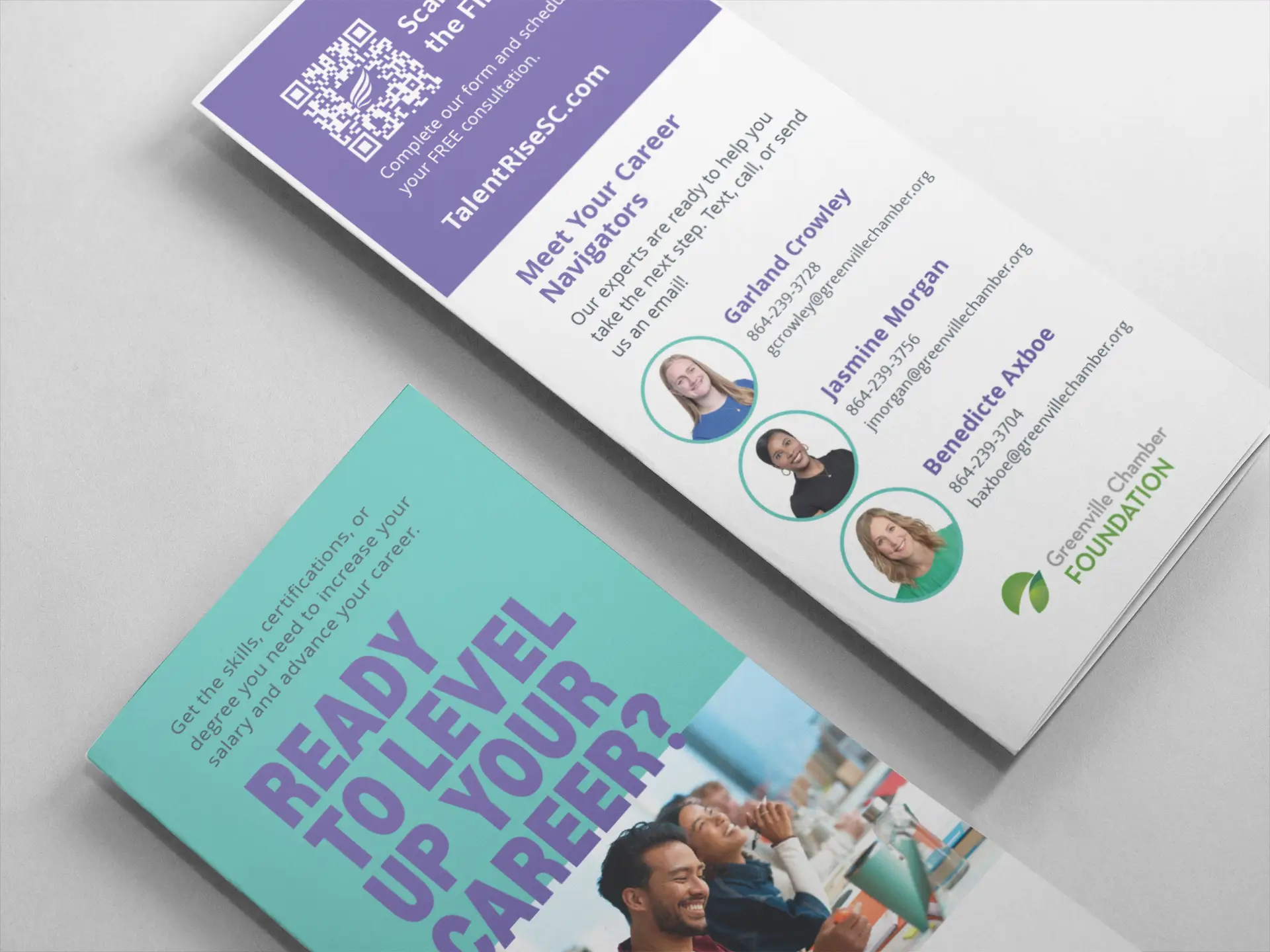 TalentRiseSC Trifold Brochure Closeup