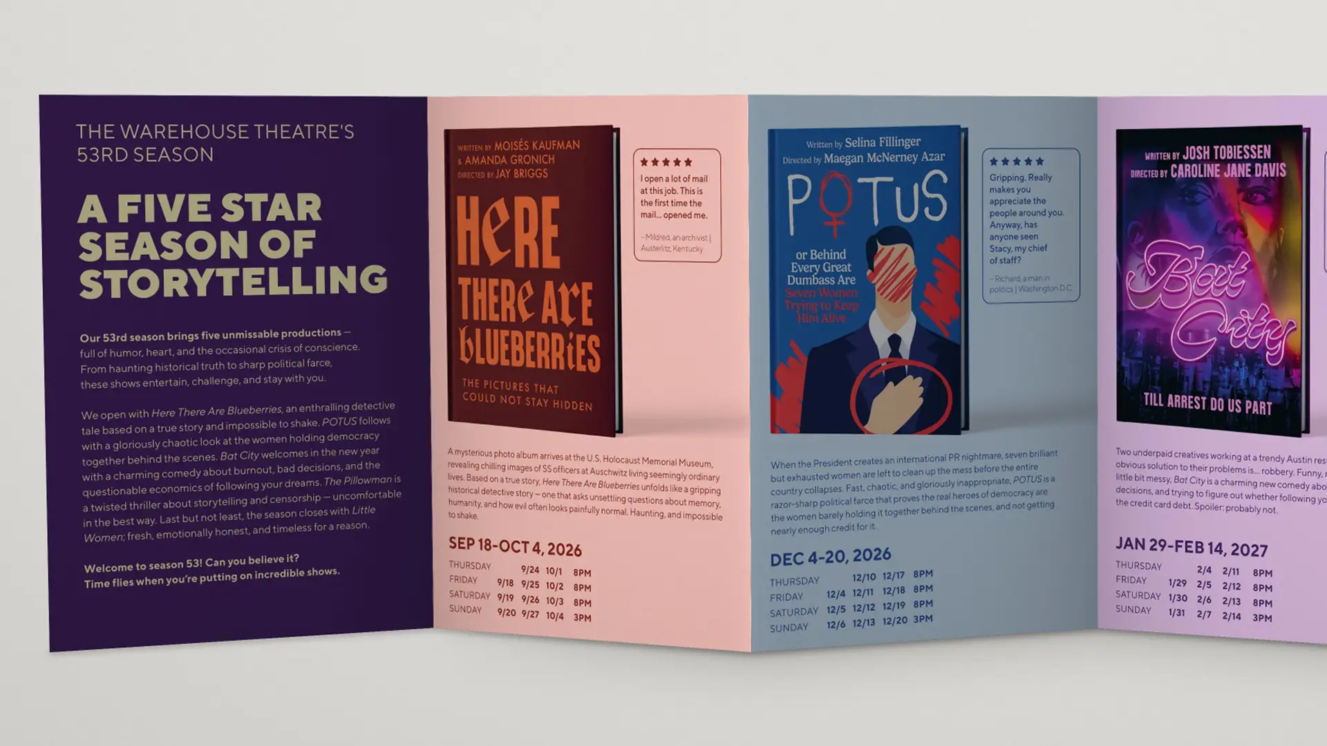 The Warehouse Theatre Season 53 Brochure Design 1