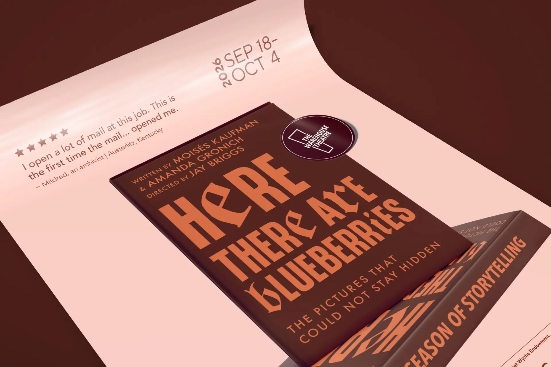 Nonprofit Arts Theatre Branding and Campaign Design: Here, There are Blueberries Poster
