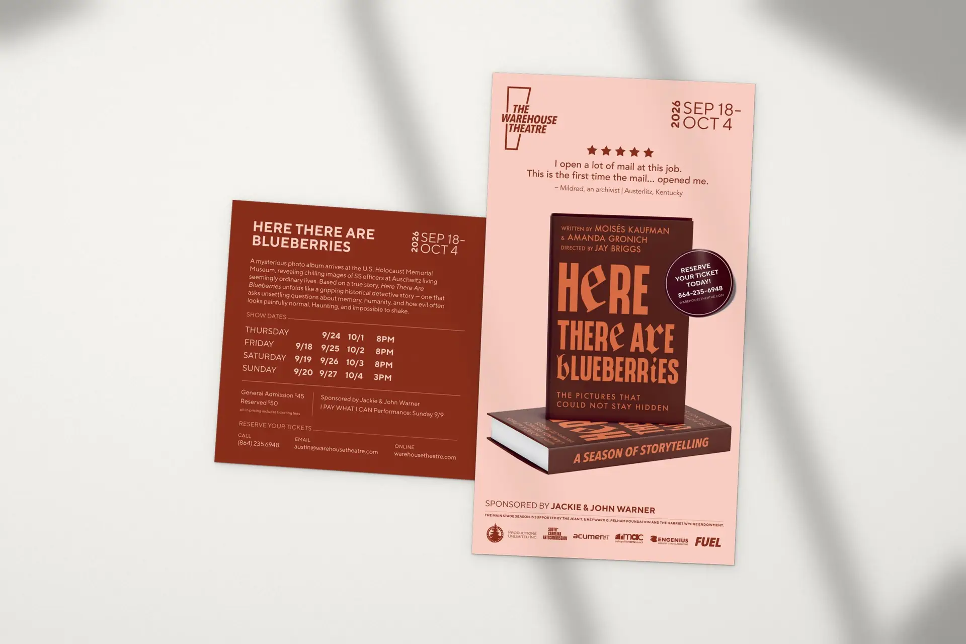 The Warehouse Theatre Season 53 Direct Mail Design